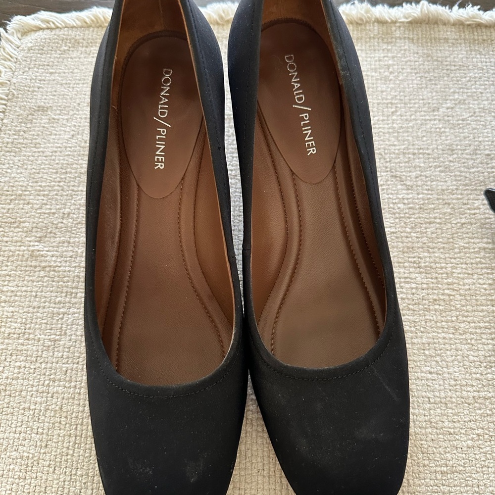 Donald J. Pliner Black Suede Round-Toe Slip-On Flats